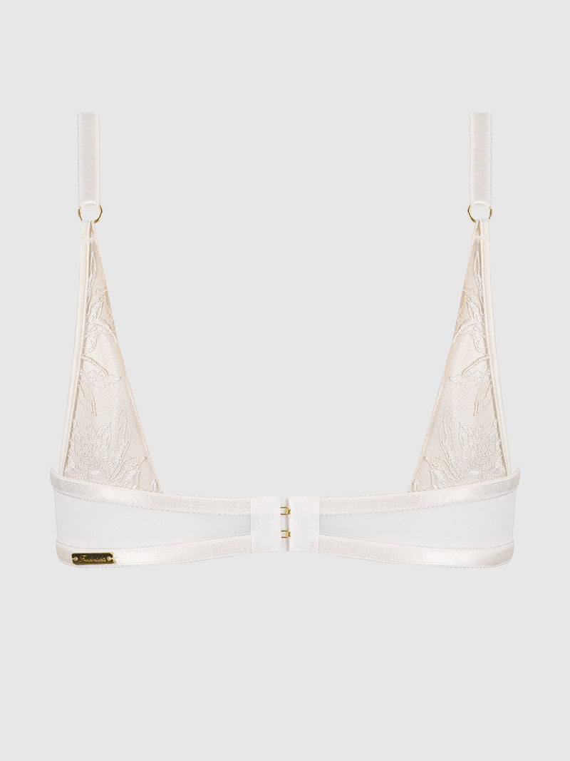 Delfina Embroidered Push Up Half Cup Bra With Front Clasp