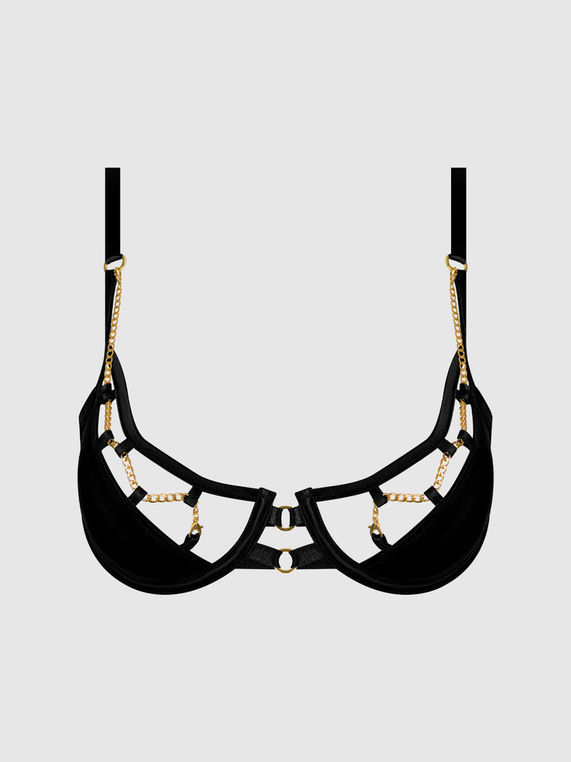 Emery Liquid Satin & Chain Bra