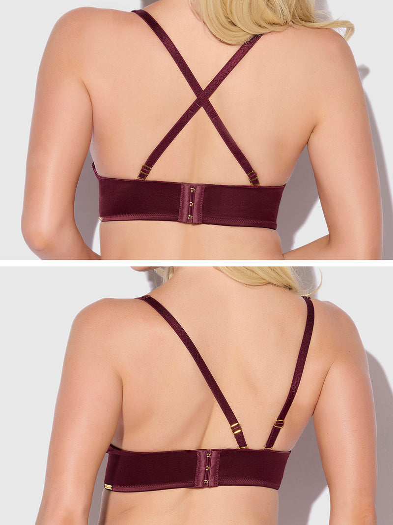 Rising Star Plunge Push Up Bra in Petra Satin