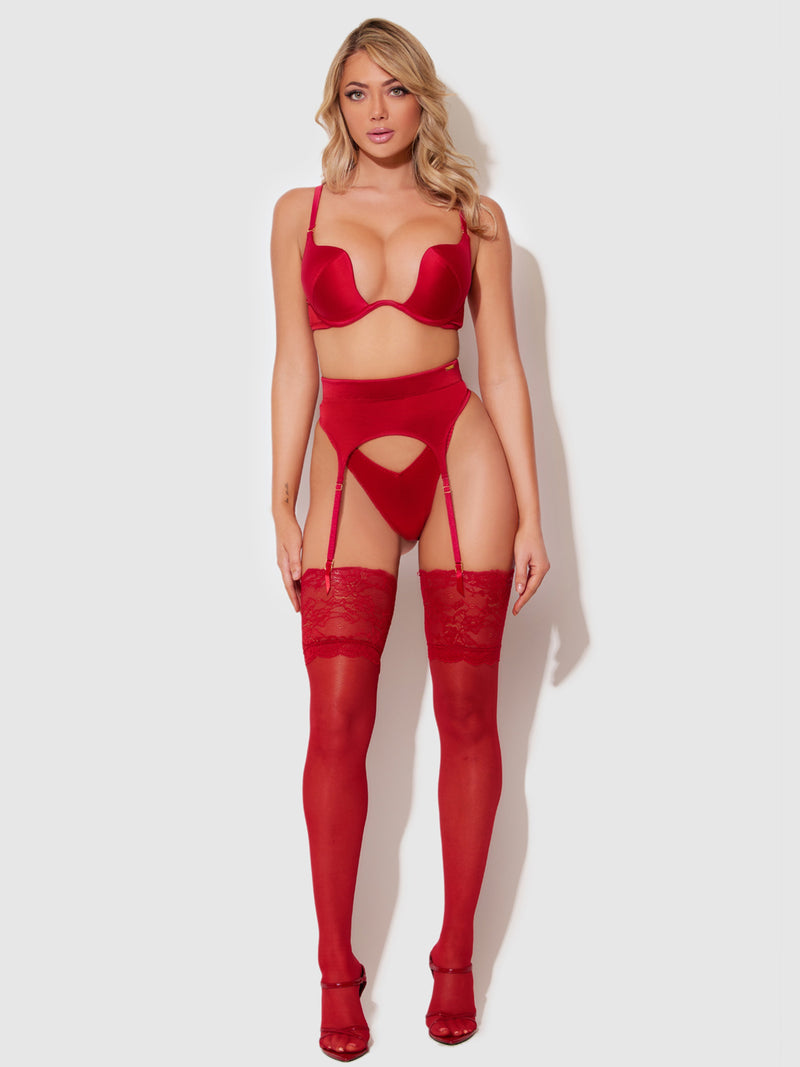 Rising Star Plunge Push Up Bra in Petra Satin