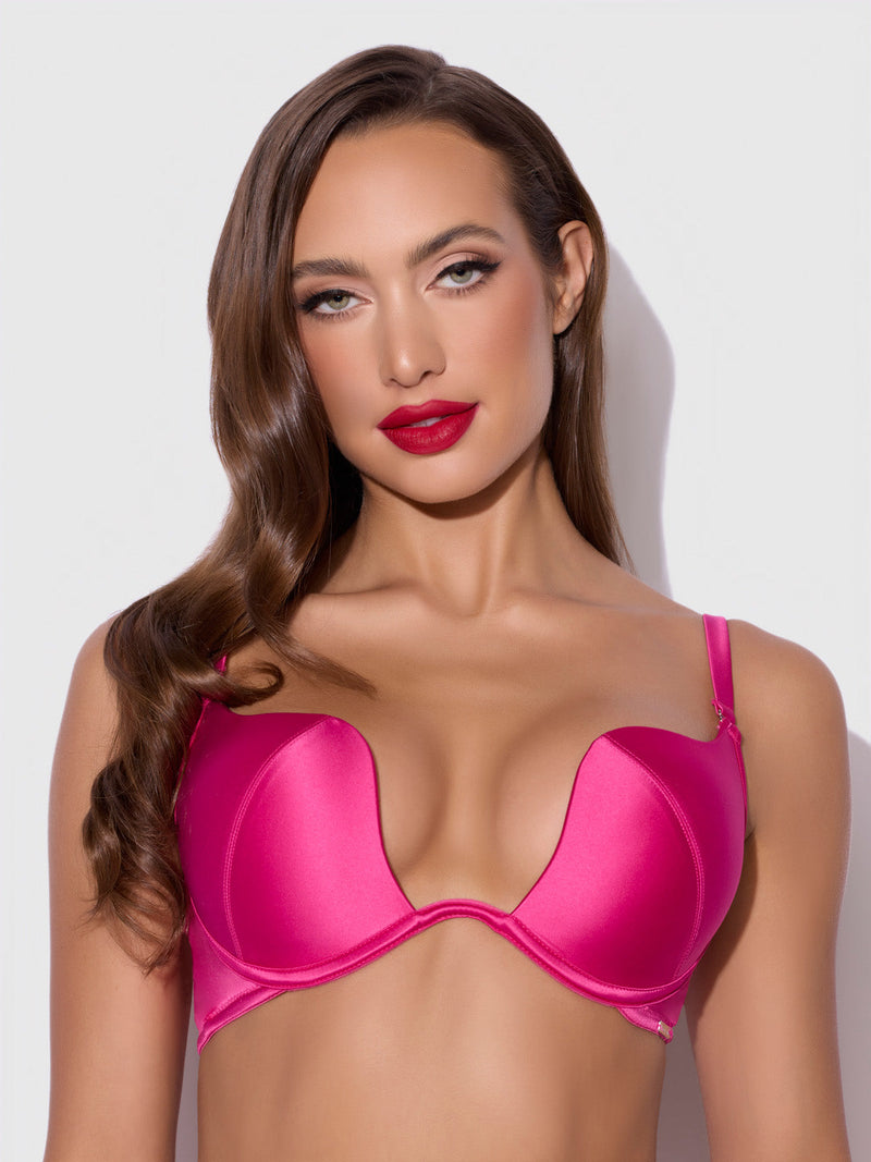 Rising Star Plunge Push Up Bra in Petra Satin