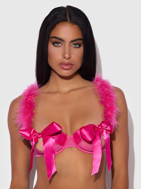 Scarlett Marabou & Mesh Openable Cup Bra