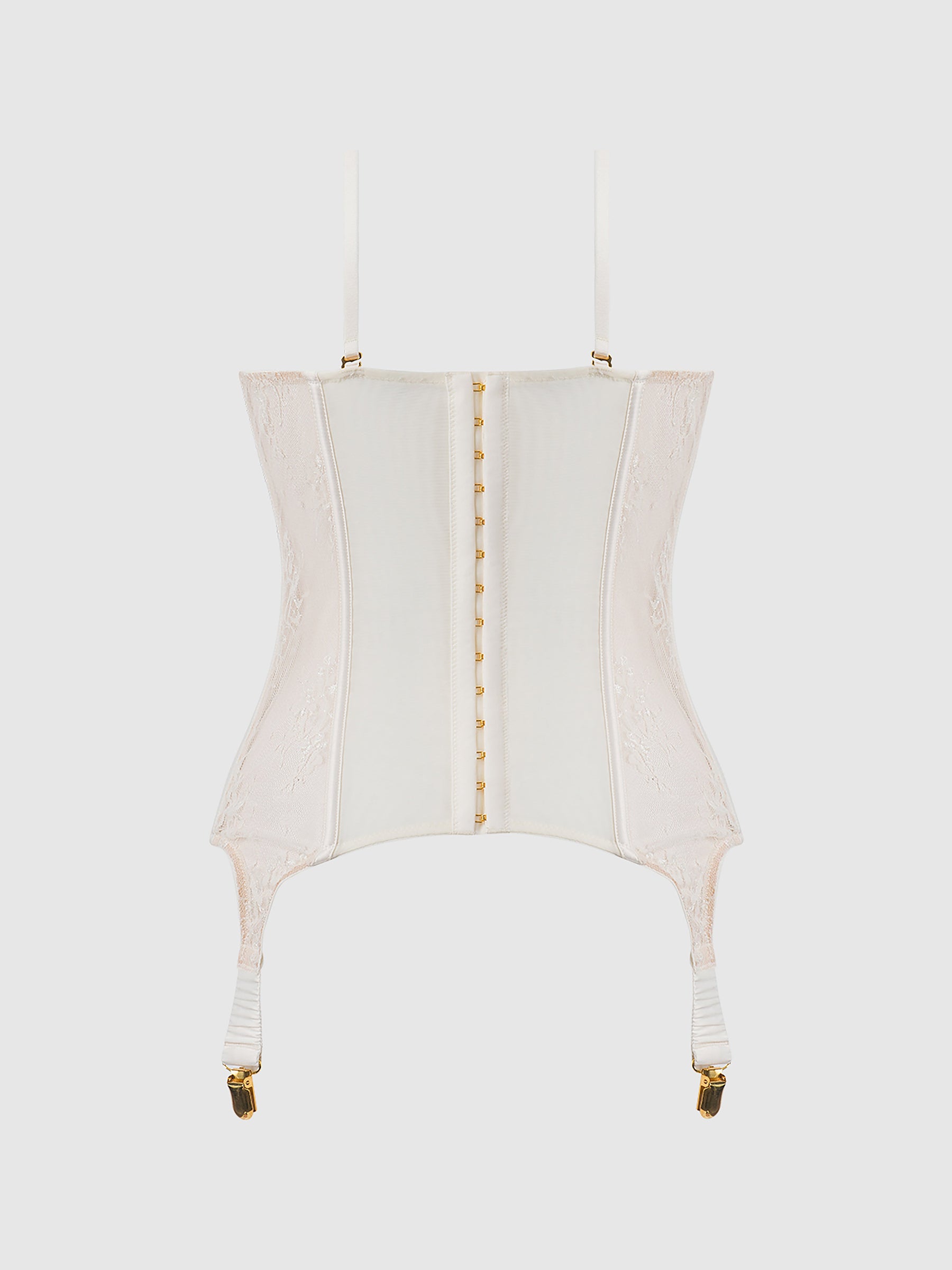 Rosalind Satin & Lace Underwire Lace Cup Corset - Frederick's of Hollywood