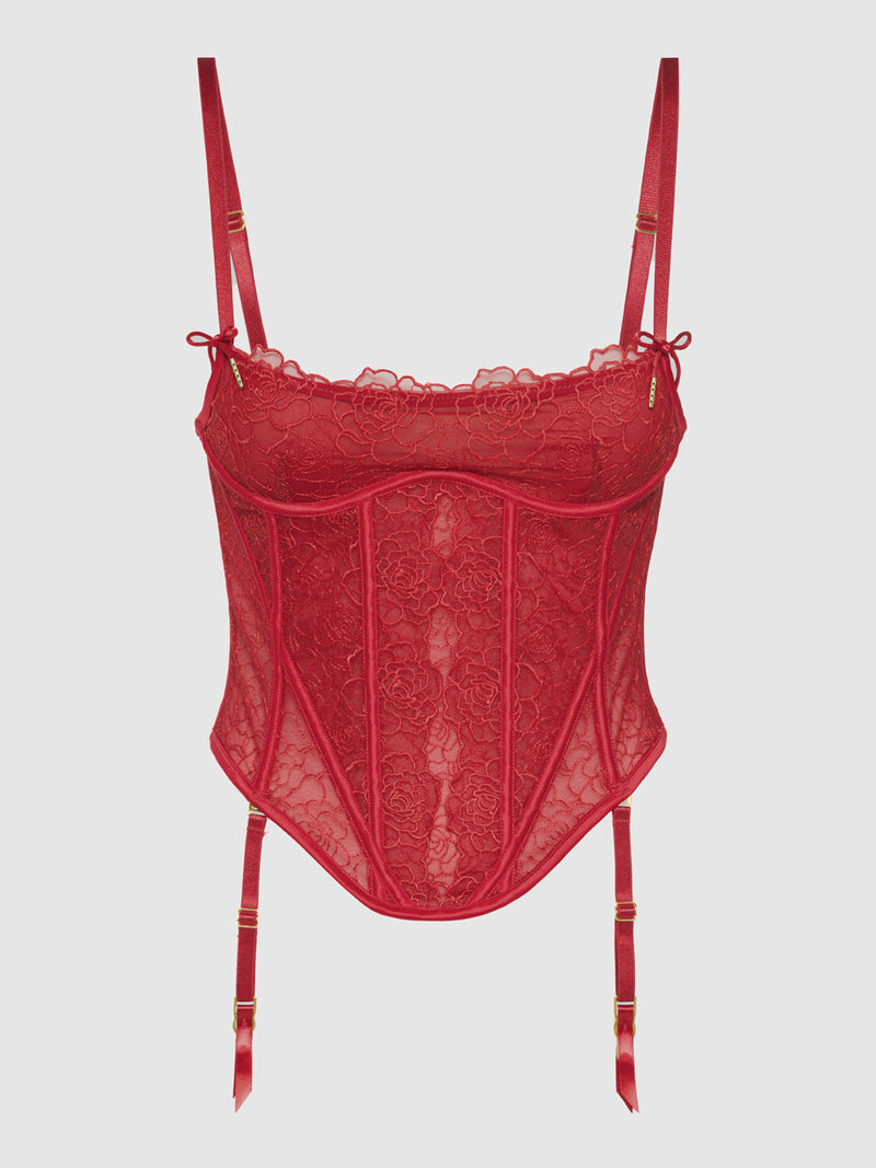 Melrose Satin & Lace Underwire Bustier - Frederick's Of Hollywood