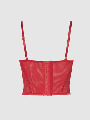 Melrose Satin & Lace Underwire Bustier - Frederick's Of Hollywood