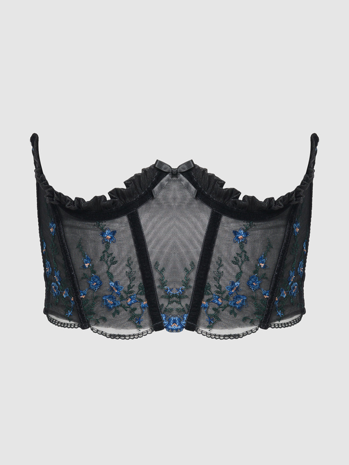 Harlow Embroidered Mesh Open Cup Corset