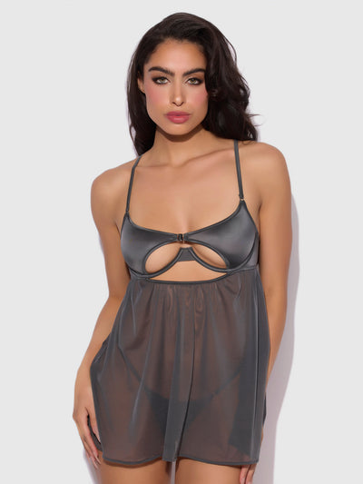 Neev Oil Slick Openable Cup Underwire Babydoll - Frederick's of Hollywood