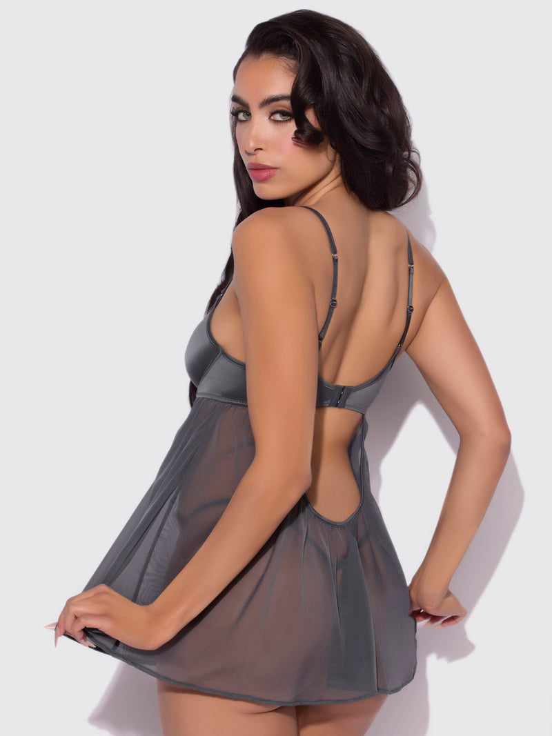Neev Oil Slick Openable Cup Underwire Babydoll - Frederick's of Hollywood