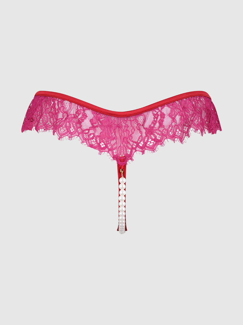 Rosalind Lace & Pearl Crotchless Thong