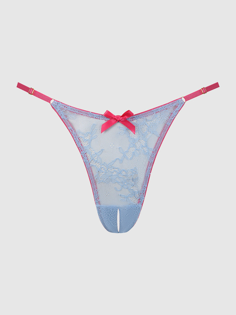 Pia Lace Crotchless Side Slider Thong