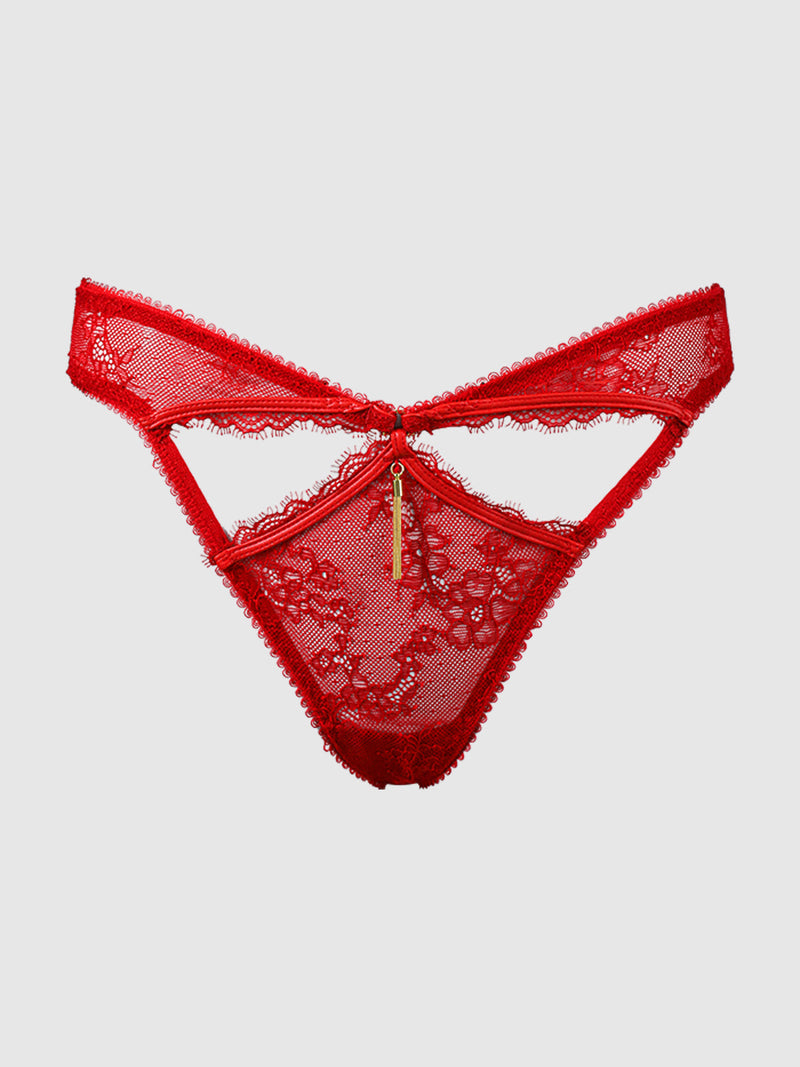 Chiara Lace & Faux Leather Backless Hipster