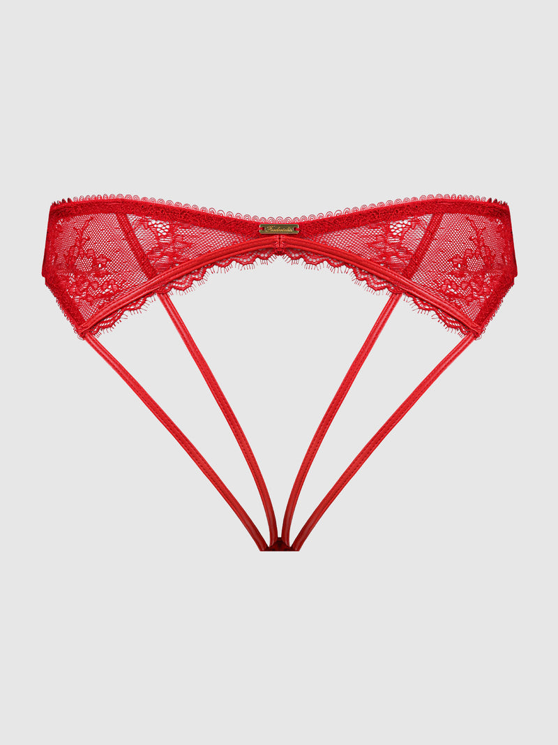 Chiara Lace & Faux Leather Backless Hipster