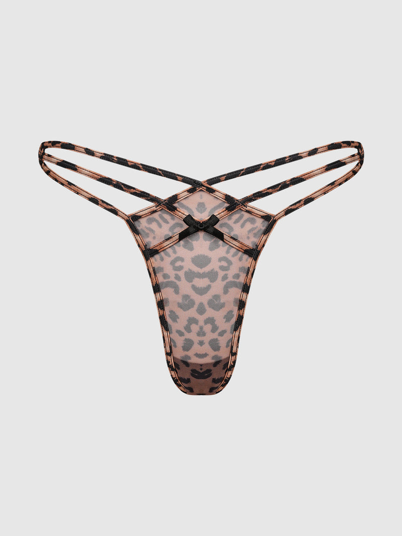 Kaia Leopard Mesh Strappy & Backless Hipster