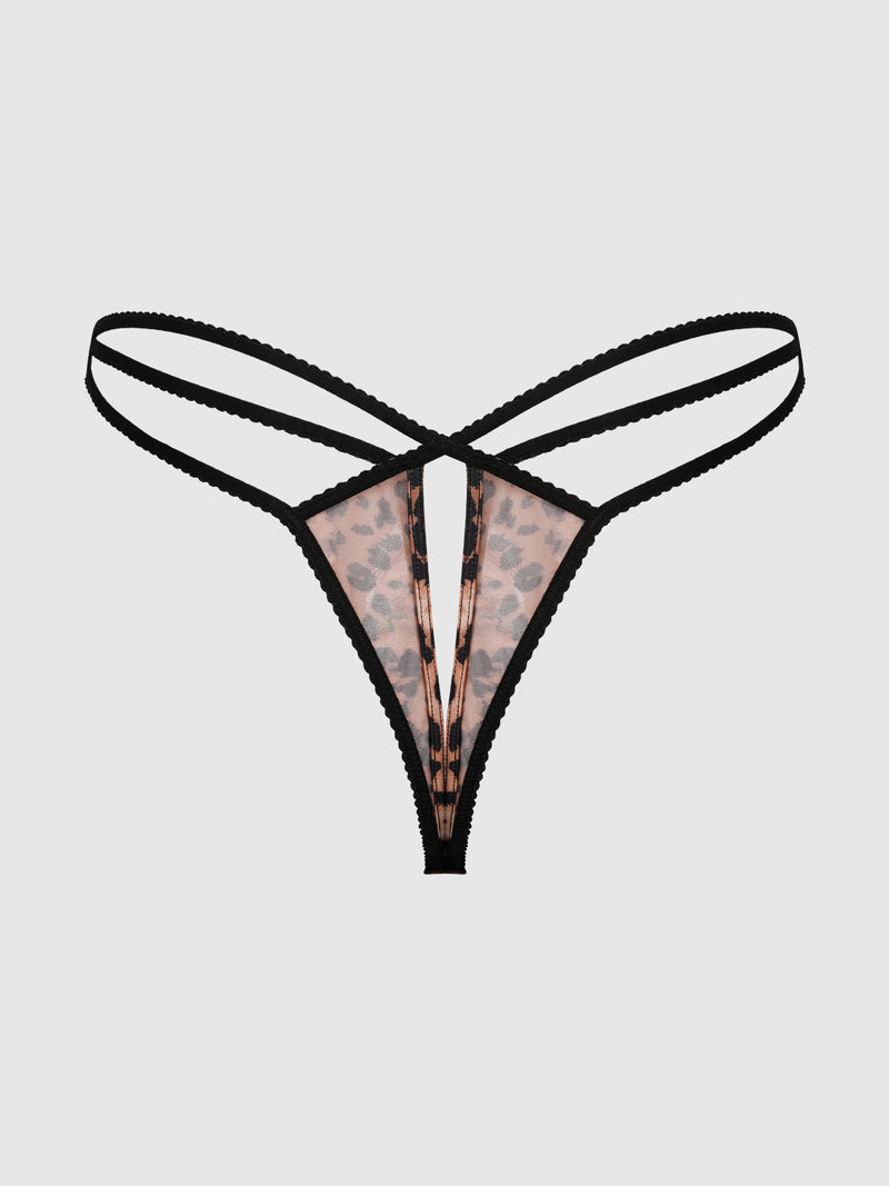 Kaia Leopard Mesh Strappy & Backless Hipster