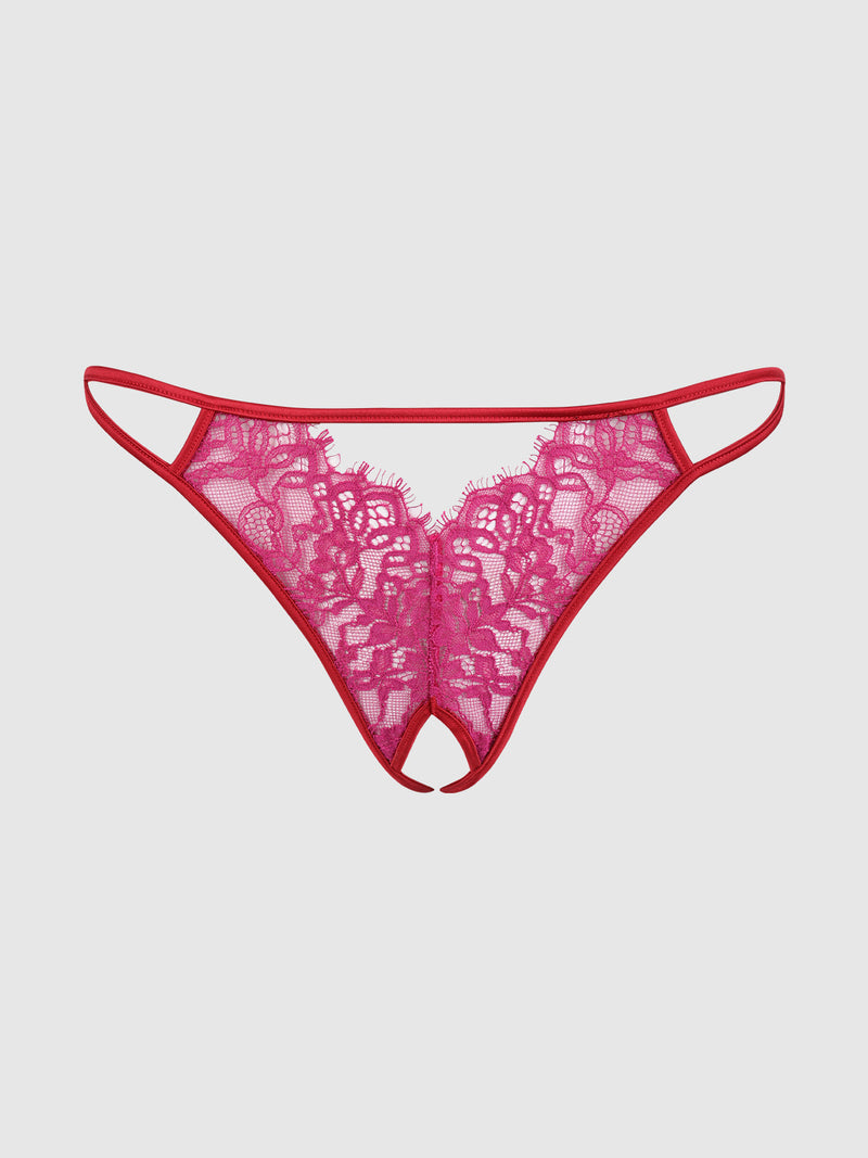 Rosalind Lace & Satin Crotchless G-String