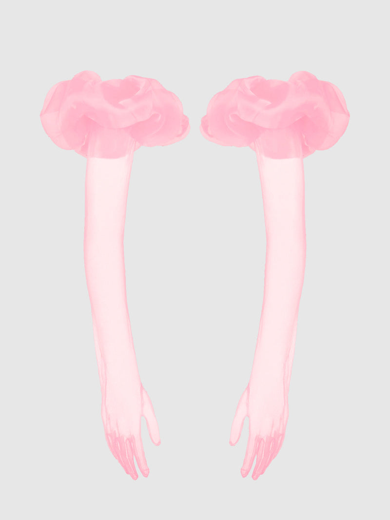 Chiffon Long Glove With Puff