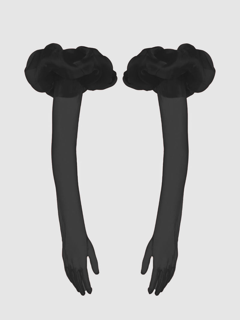 Chiffon Long Glove With Puff - Frederick's of Hollywood