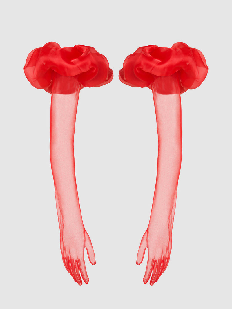 Chiffon Long Glove With Puff