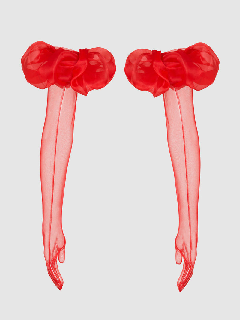 Chiffon Long Glove With Puff