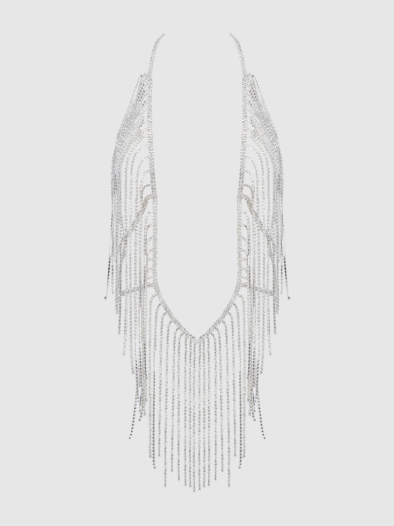 Ziggy Rhinestone Fringe Deep V-Punge Teddy
