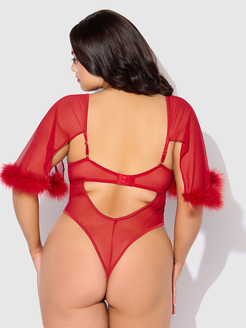 Scarlett Bell Sleeved Marabou Bodysuit