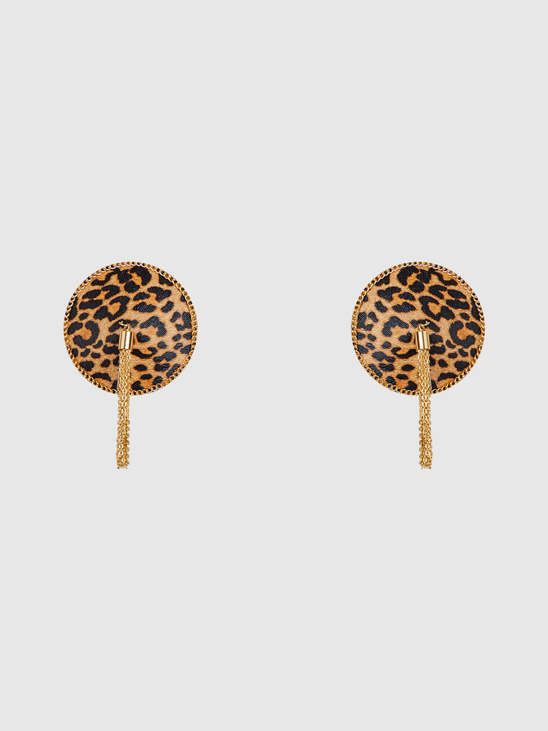 Leopard & Gold Chain Round Tassel Pasties