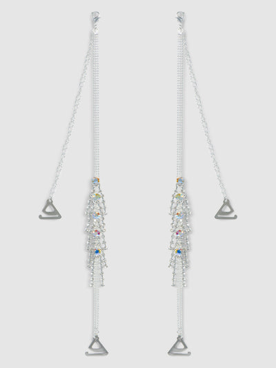 Ziggy Rhinestone Fringe Bra Straps - Silver