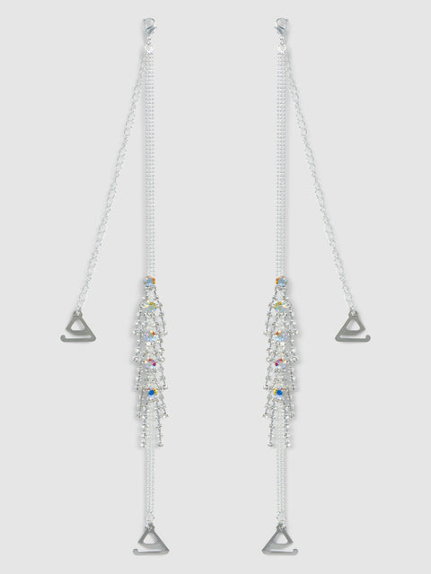 Ziggy Rhinestone Fringe Bra Straps - Silver