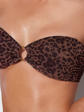 Alanza Leopard Mesh Bandeau Swim Top - Frederick's of Hollywood