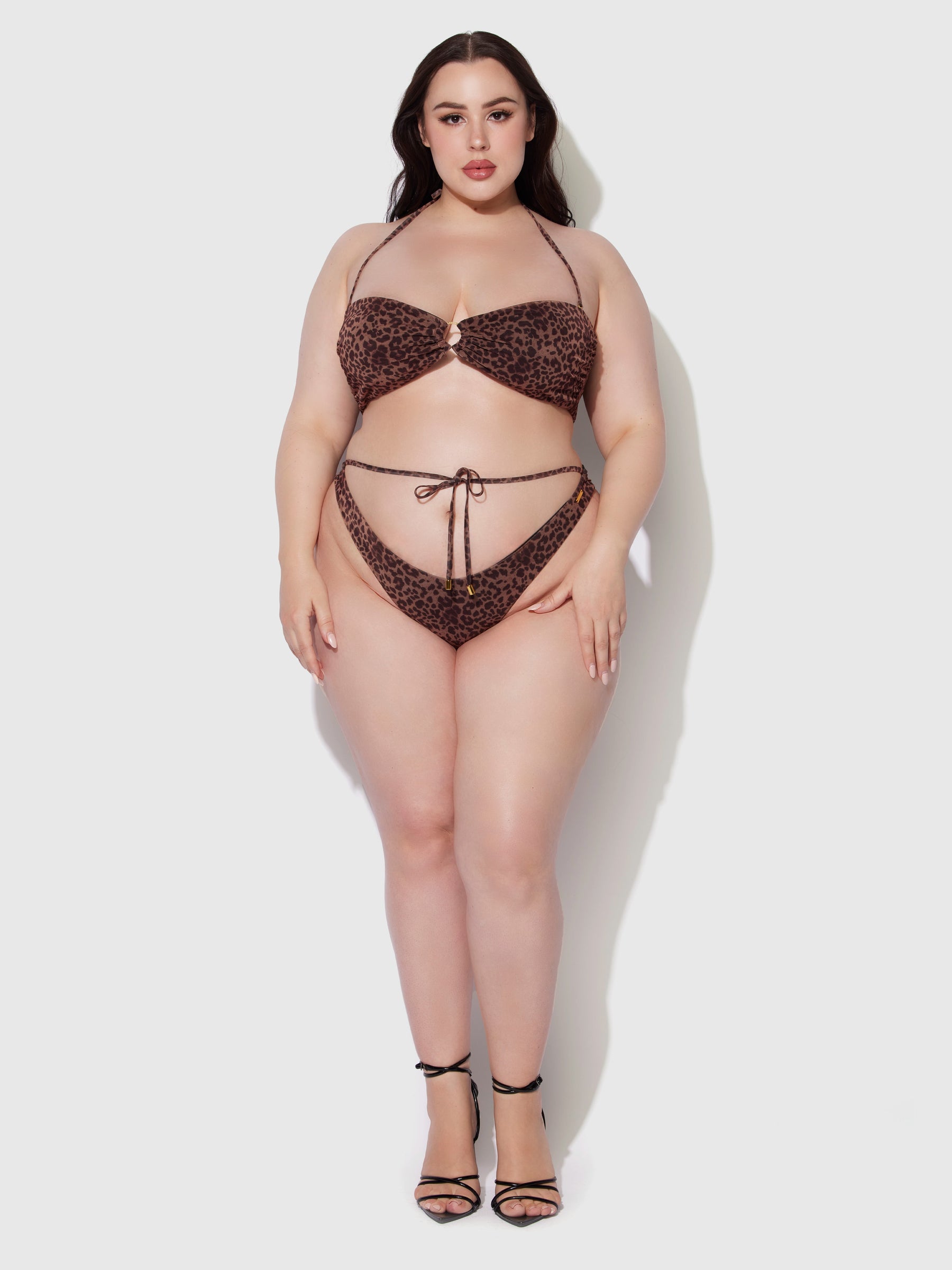 Alanza Leopard Mesh Bandeau Swim Top - Frederick's of Hollywood