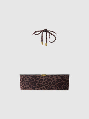 Alanza Leopard Mesh Bandeau Swim Top - Frederick's of Hollywood