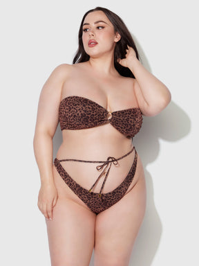 Alanza Leopard Mesh Bandeau Swim Top - Frederick's of Hollywood
