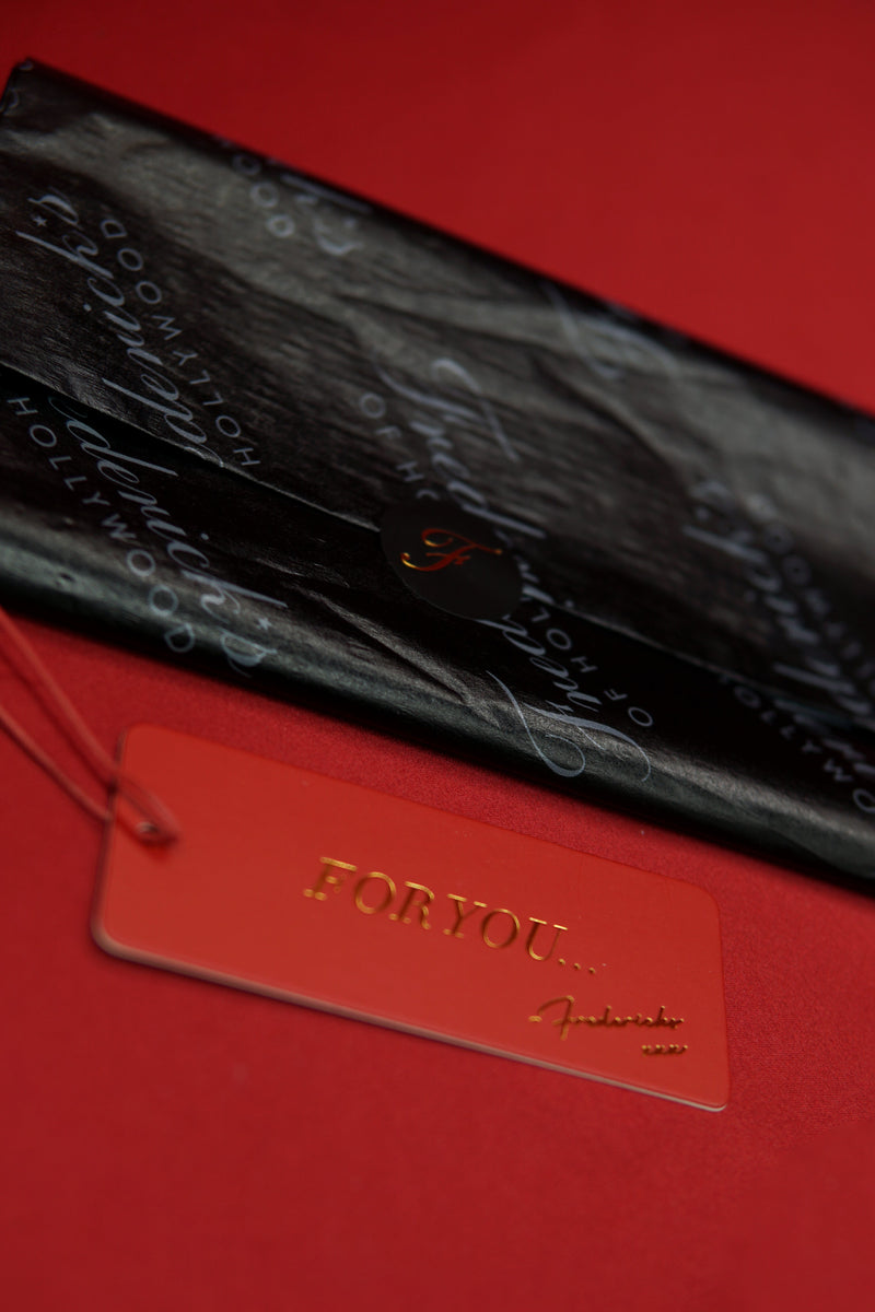 Satin Gift Pouch With Tissue & Tag - Black