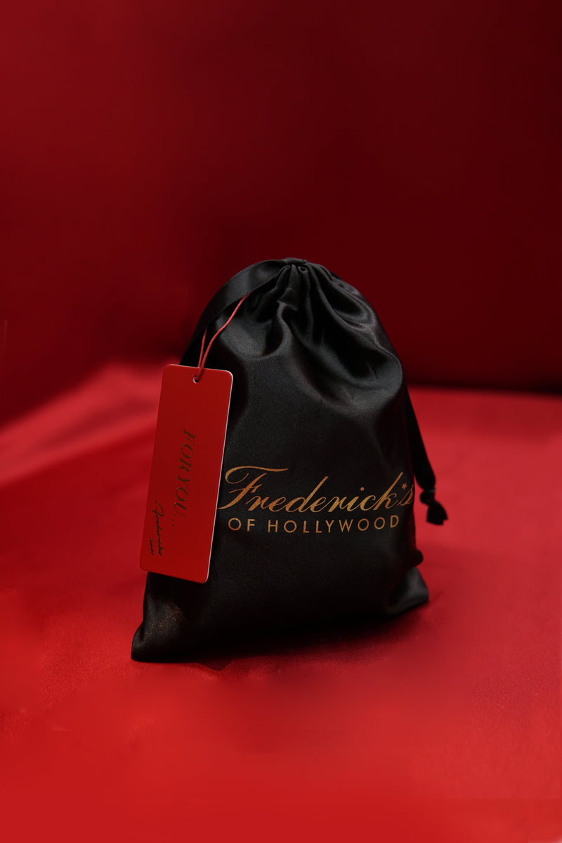 Satin Gift Pouch With Tissue & Tag - Black