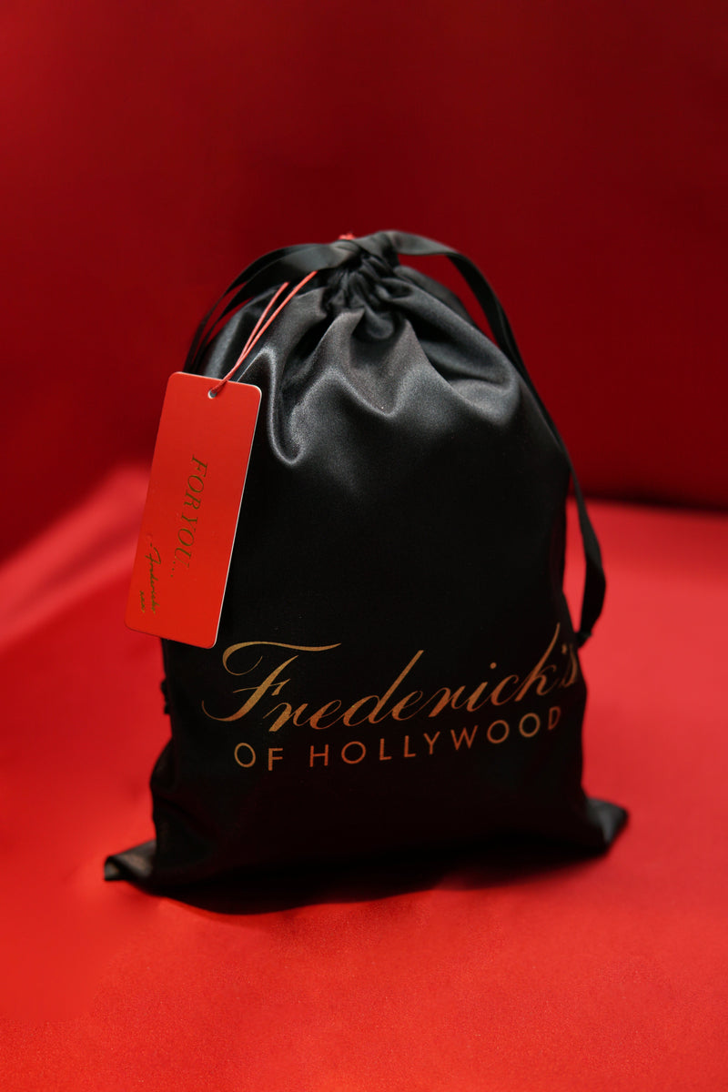 Satin Gift Pouch With Tissue & Tag - Black