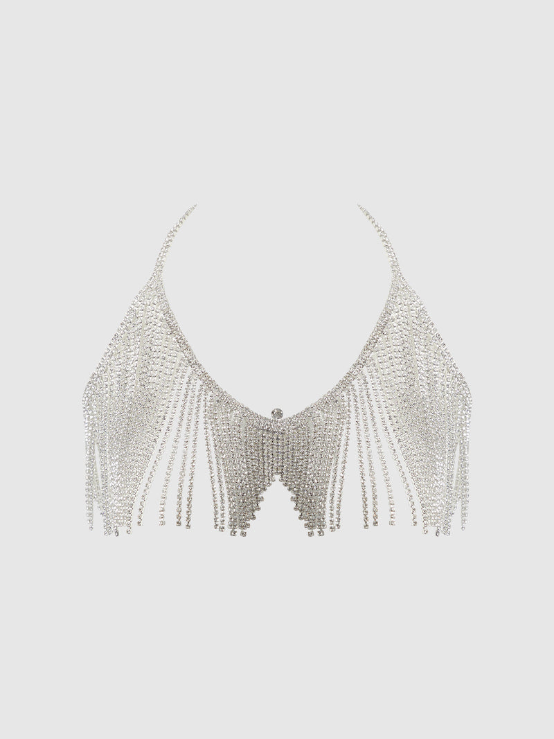Ziggy Rhinestone Dangle V-Neck Bra