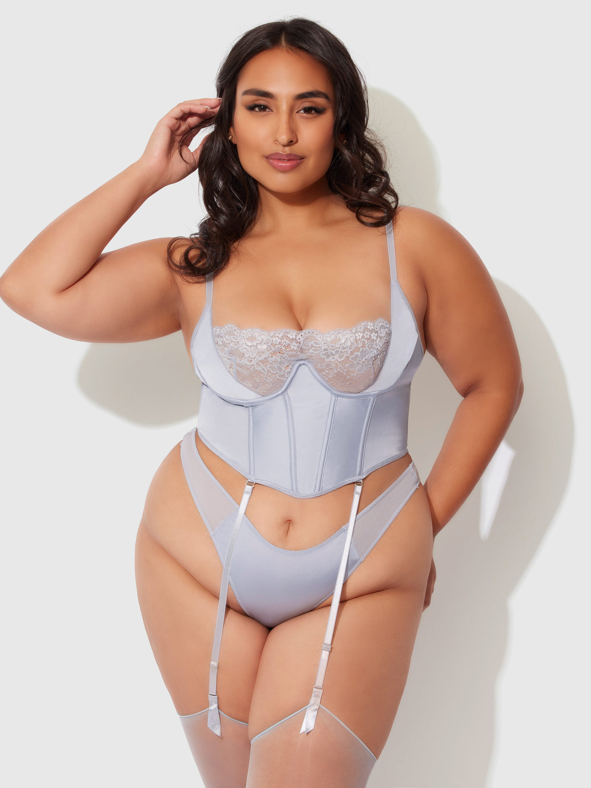 Lace & Satin Underwire Unlined Bustier