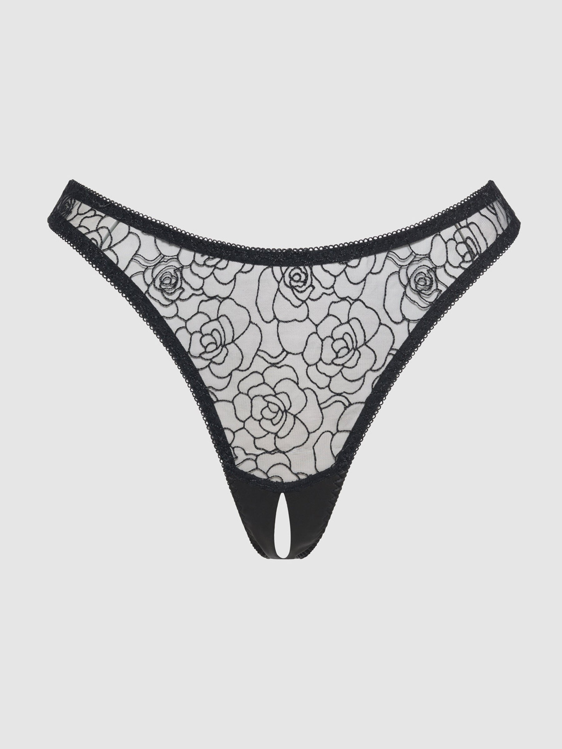 Melrose Embroidered Crotchless Tanga