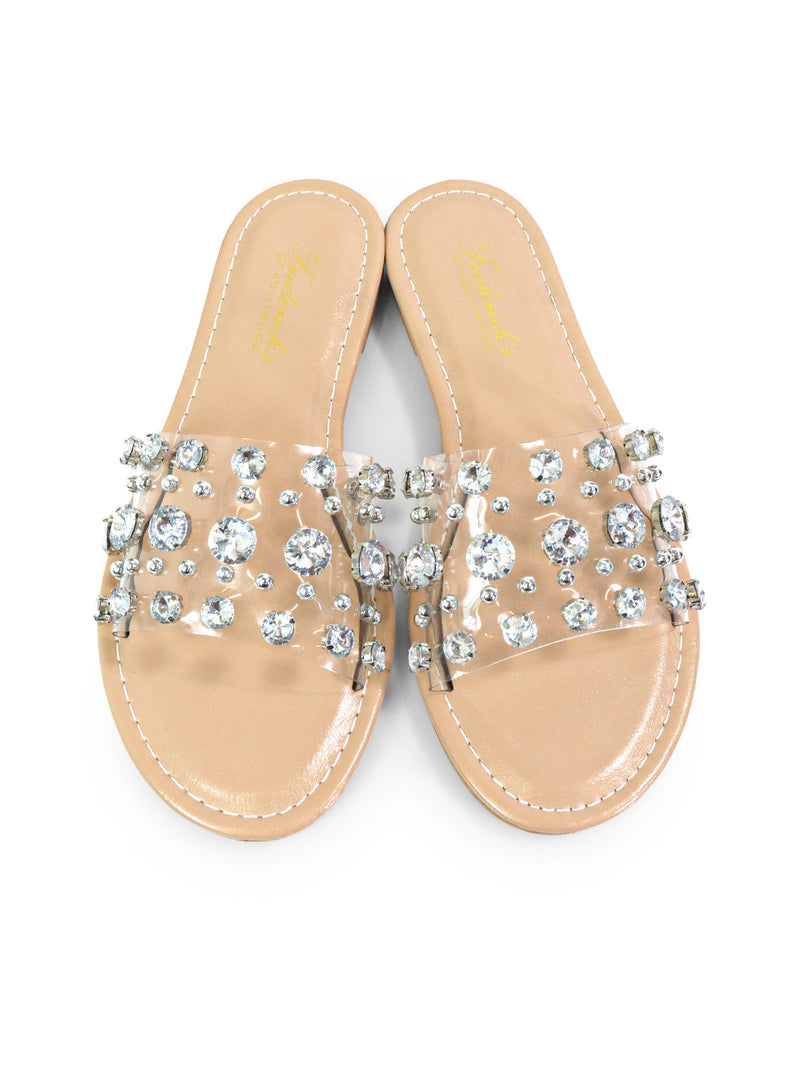 Clarissa Rhinestone Flat Sandal