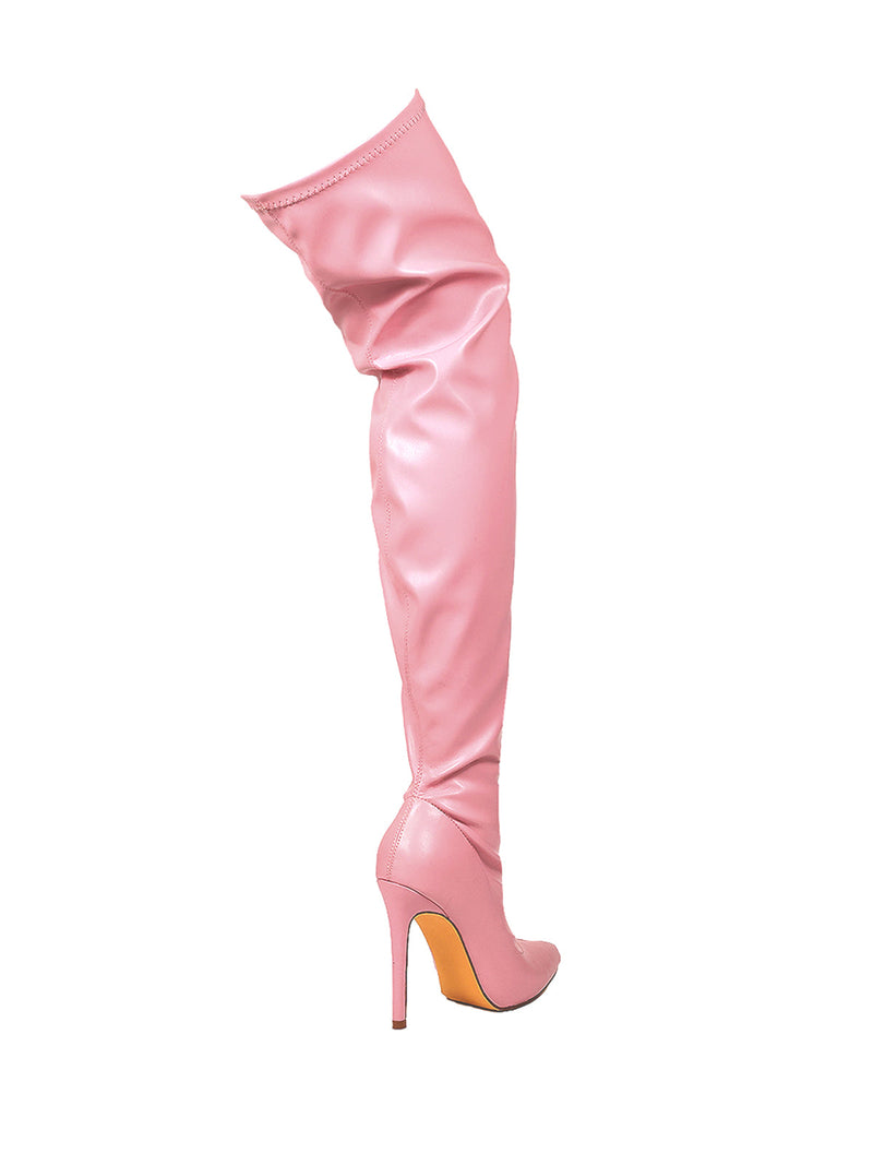 Gisele Stretchy Overknee Heeled Boots - Frederick's of Hollywood