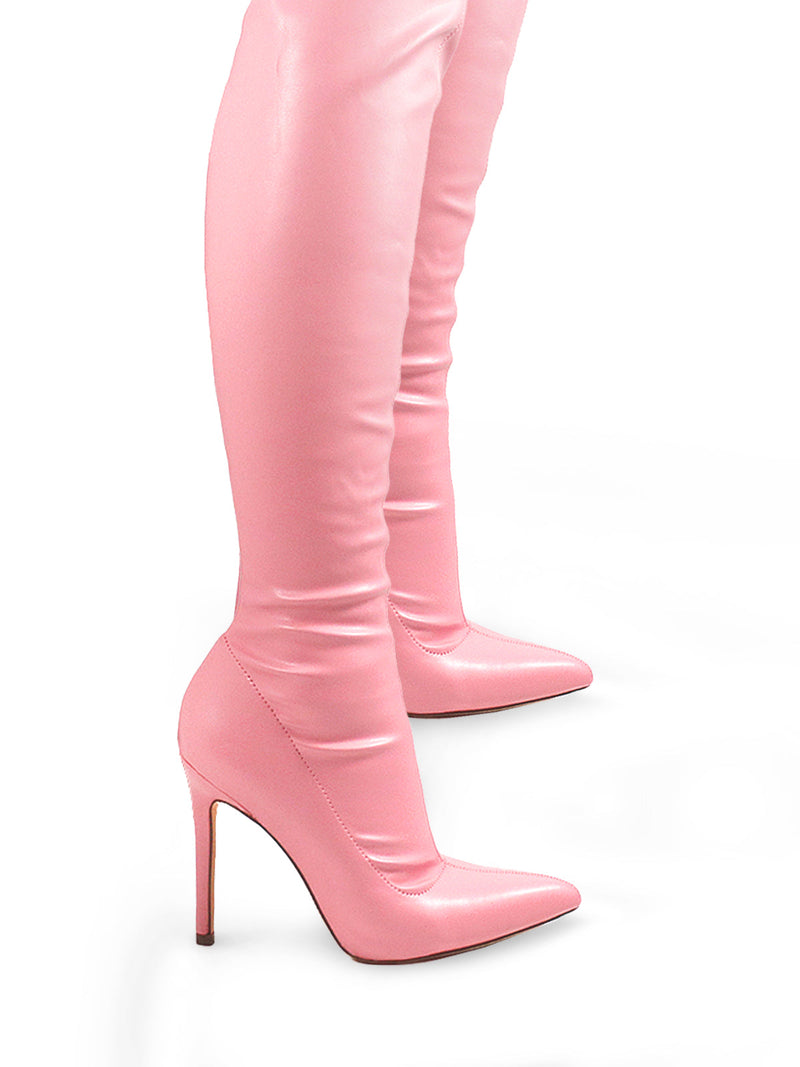 Gisele Stretchy Overknee Heeled Boots - Frederick's of Hollywood