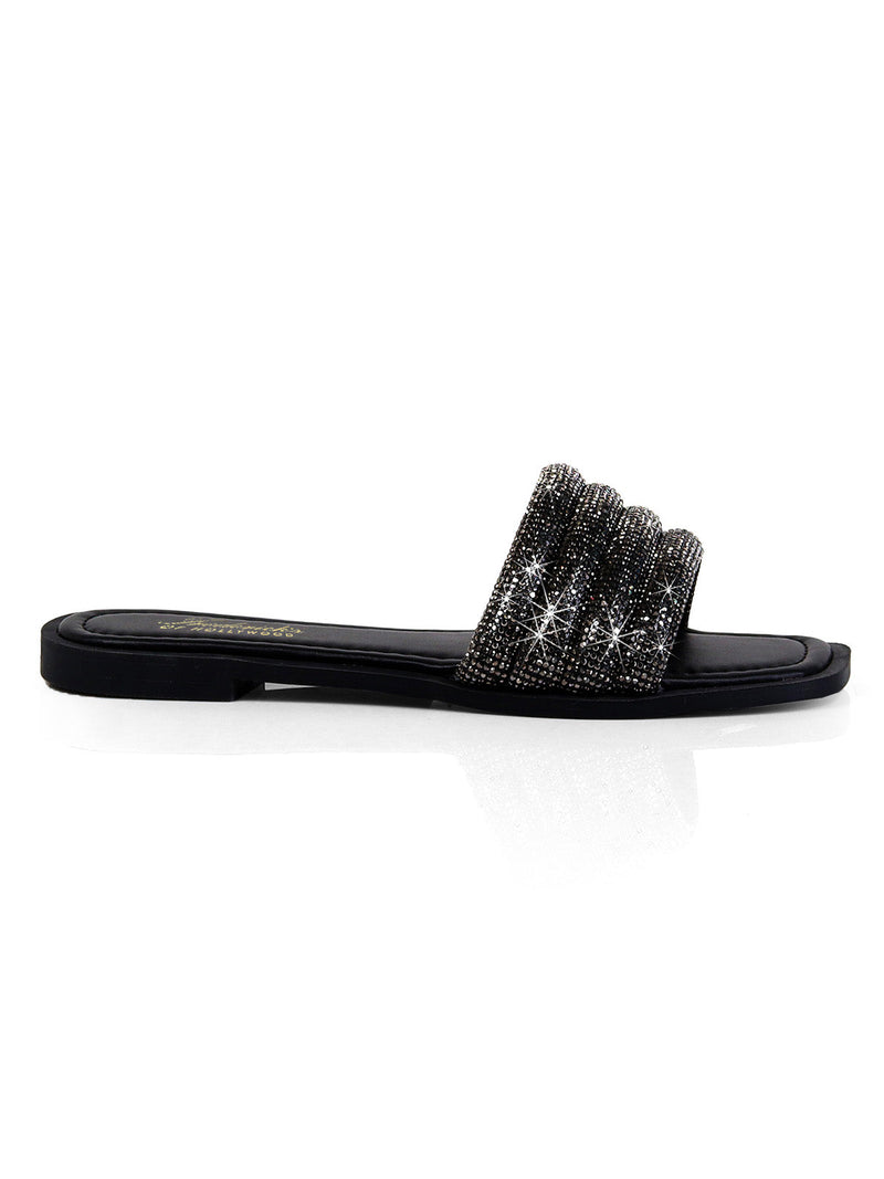Jennifer Rhinestone Slide Sandals