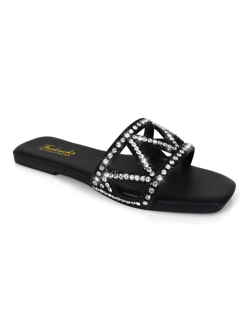 Lucy Rhinestone Flat Sandal