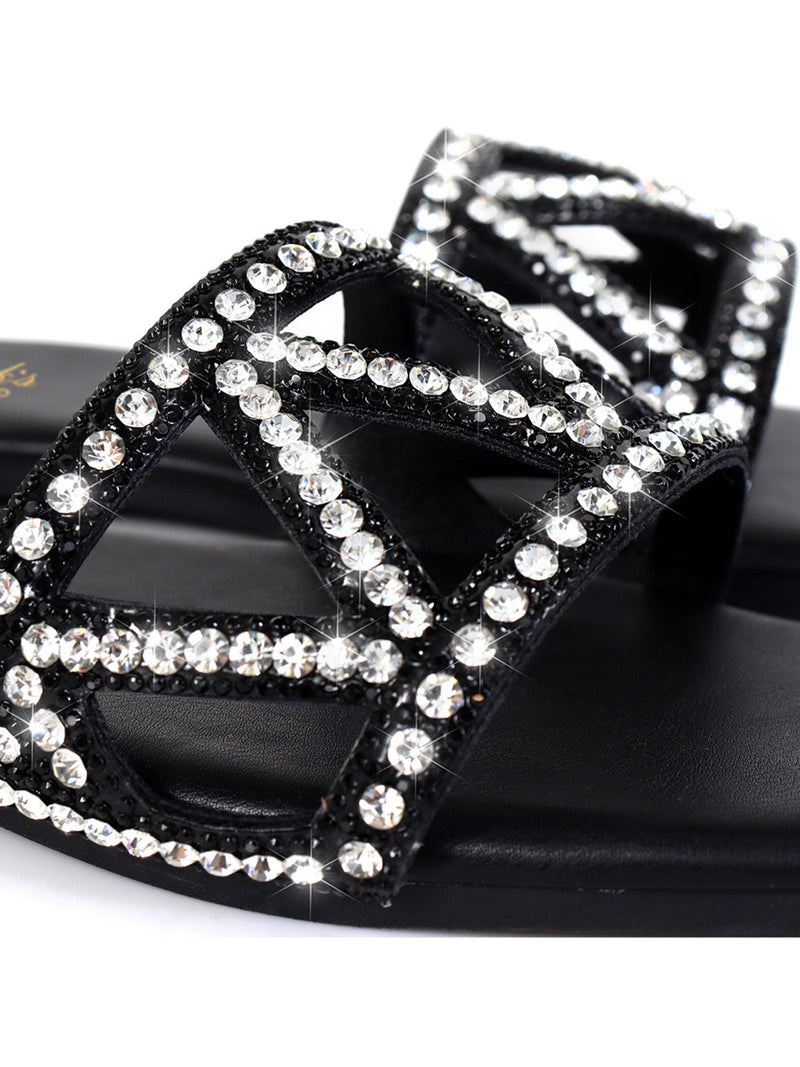 Lucy Rhinestone Flat Sandal