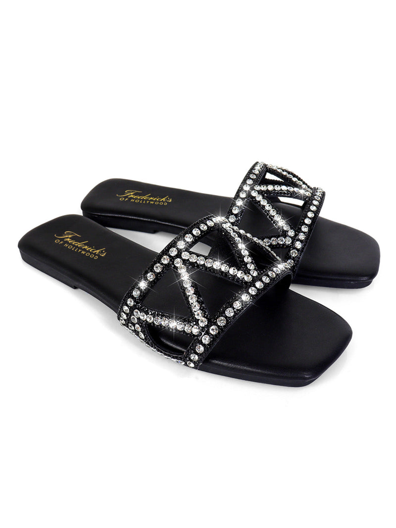 Lucy Rhinestone Flat Sandal