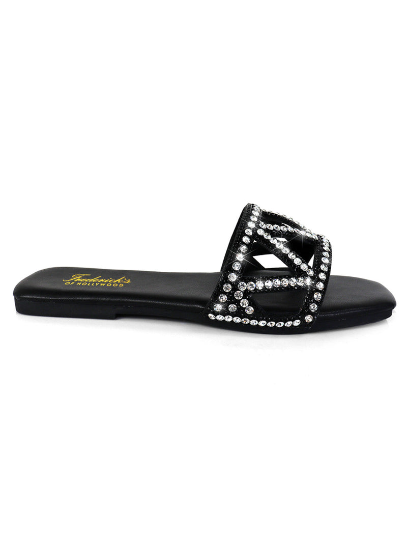 Lucy Rhinestone Flat Sandal