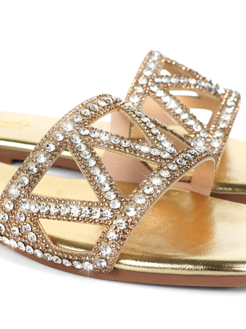 Lucy Rhinestone Flat Sandal