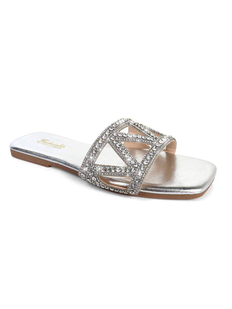Lucy Rhinestone Flat Sandal