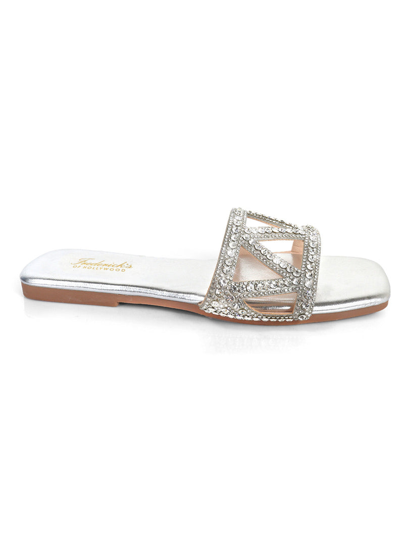 Lucy Rhinestone Flat Sandal