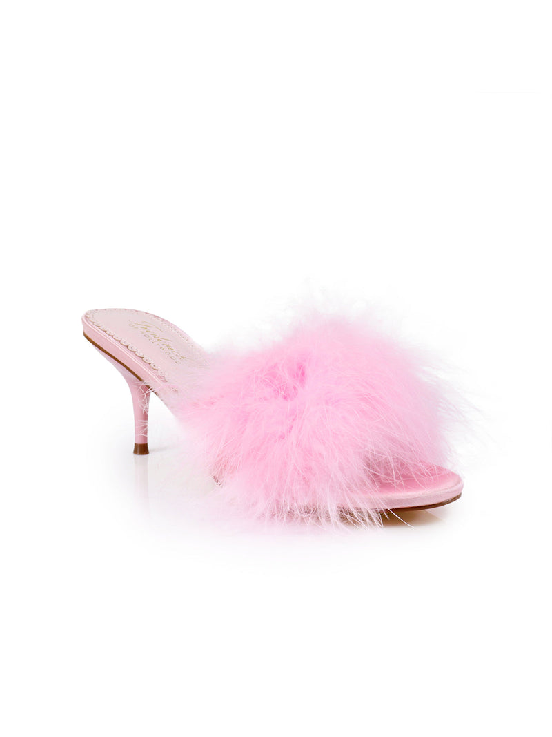 Luxor Feather Mule - Baby Pink